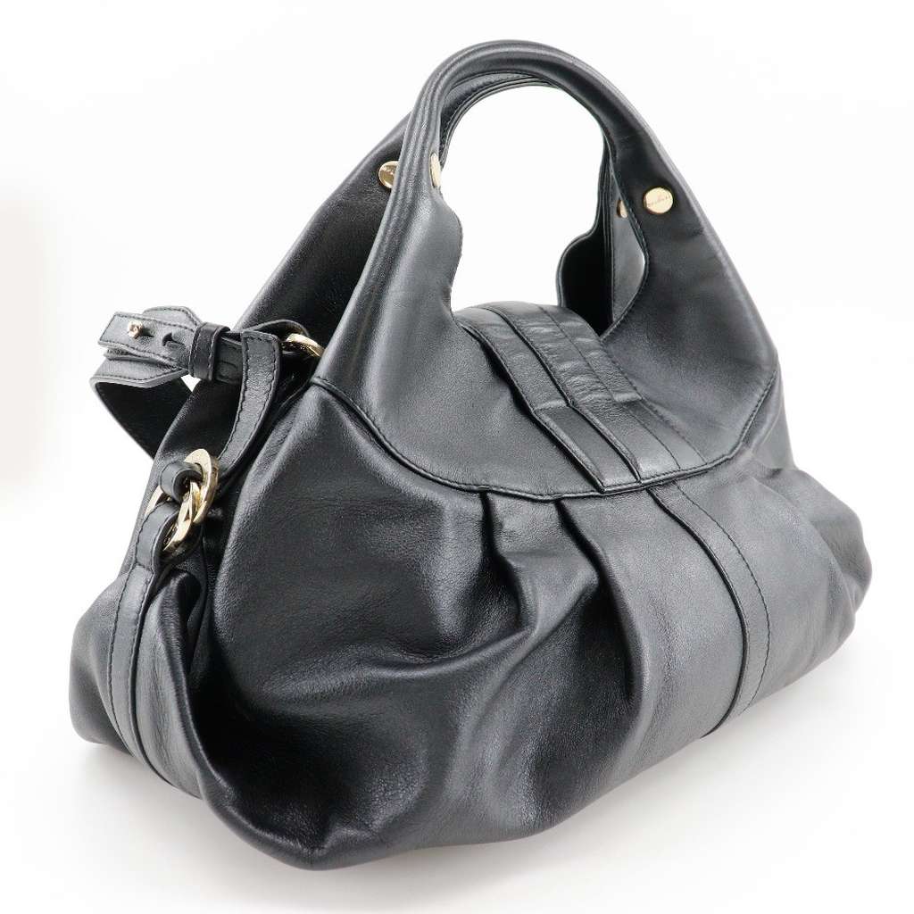 Bvlgari Chandra Hobo Black Leather Good condition - Back View