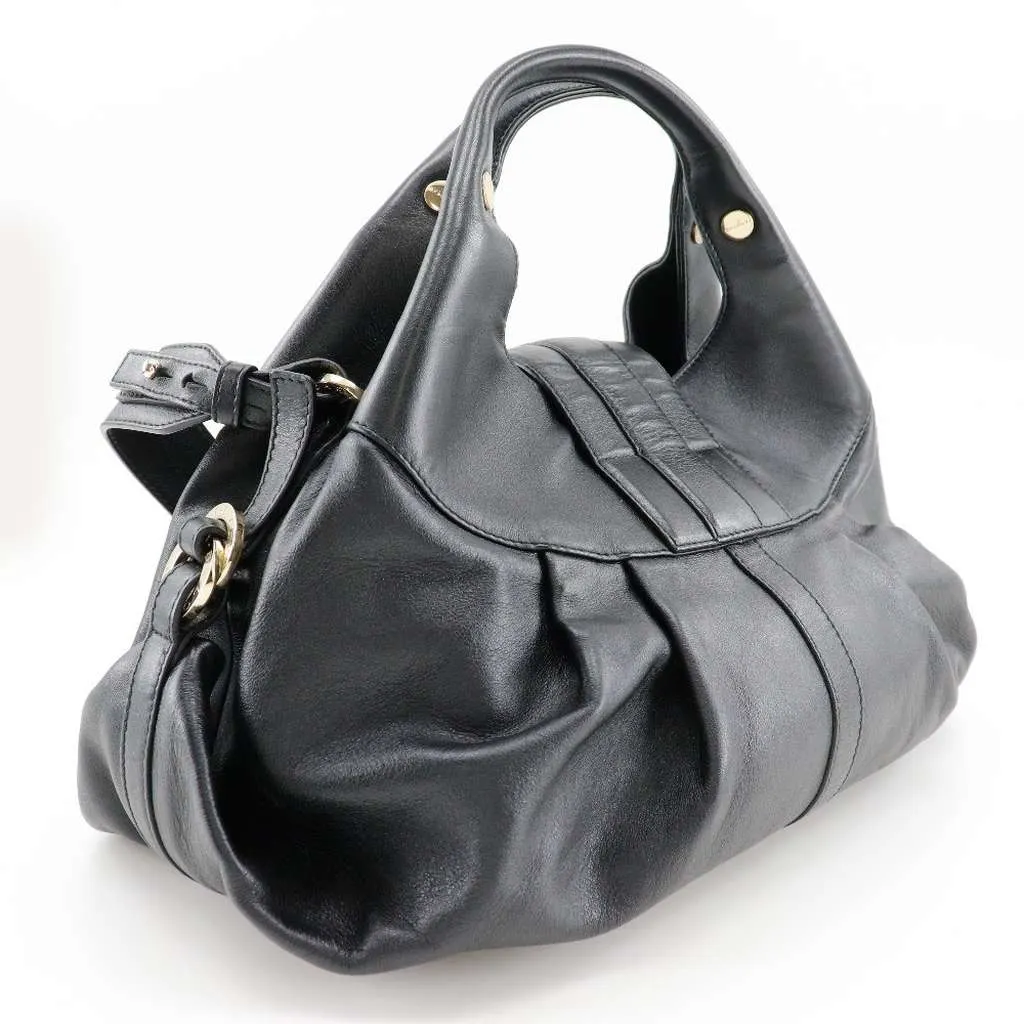 Bvlgari Chandra Hobo Black Leather Good - Back View