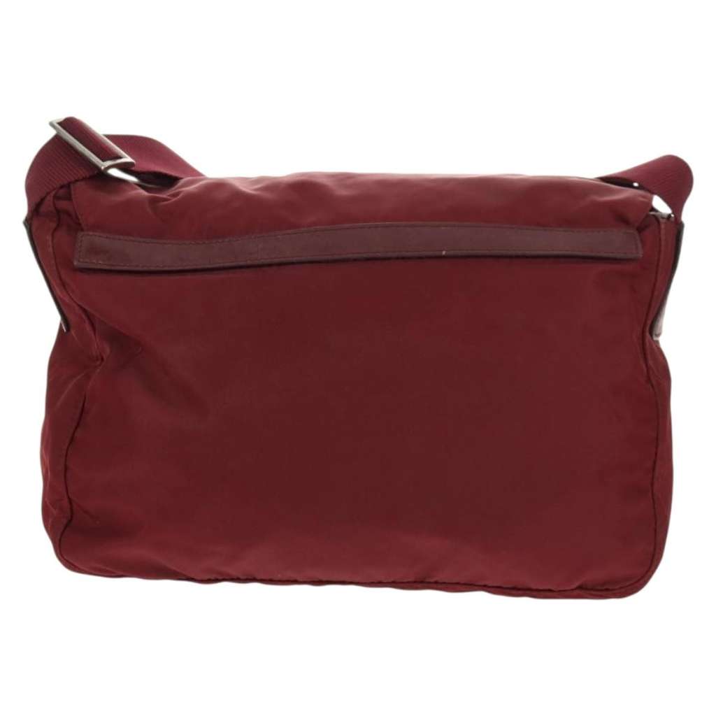 Prada Double Buckle Flap Messenger Bag Burgundy Good condition - Back View