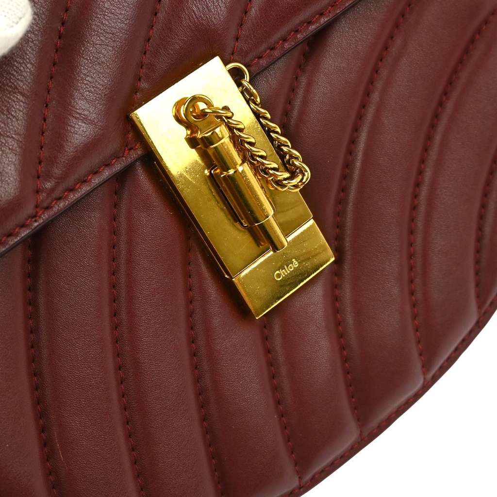 Chloe Drew Bijou Crossbody Bag Burgundy Leather Good condition - Box View