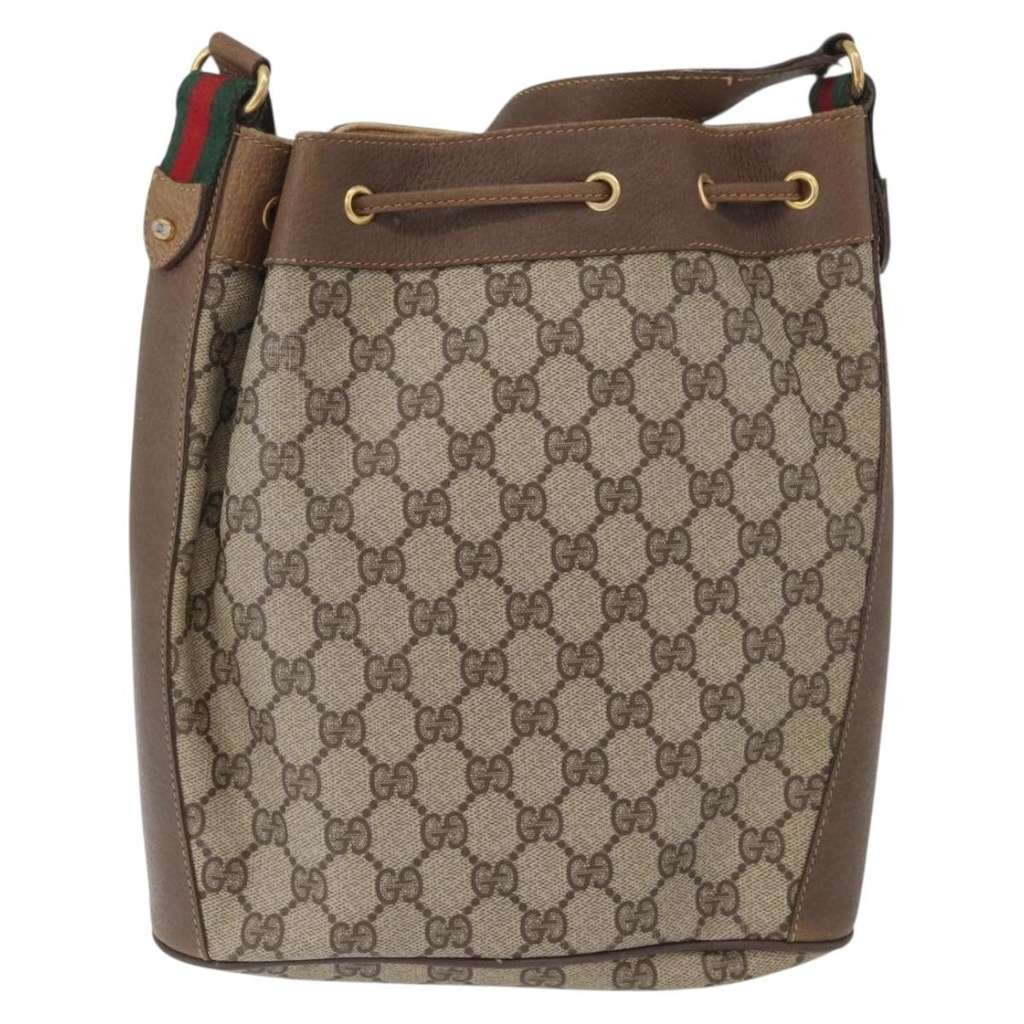 Gucci Drawstring Bucket Bag Beige Canvas Good condition - Back View