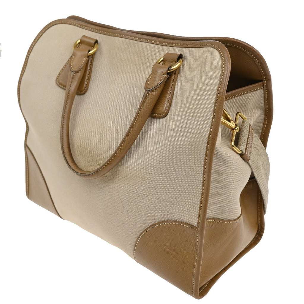 Prada Convertible Tote Beige Canvas Good condition - Model View
