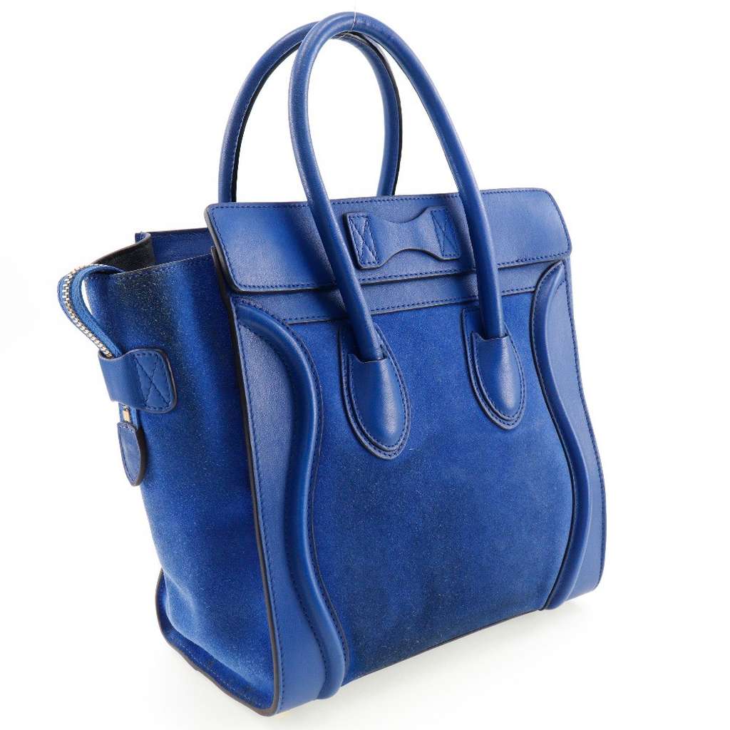 Celine Luggage Bag Blue Suede Good condition - Back View