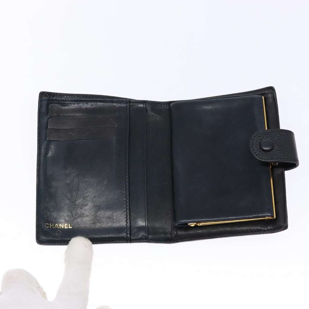 Chanel CC Bifold Wallet Black Leather Good condition - Box View