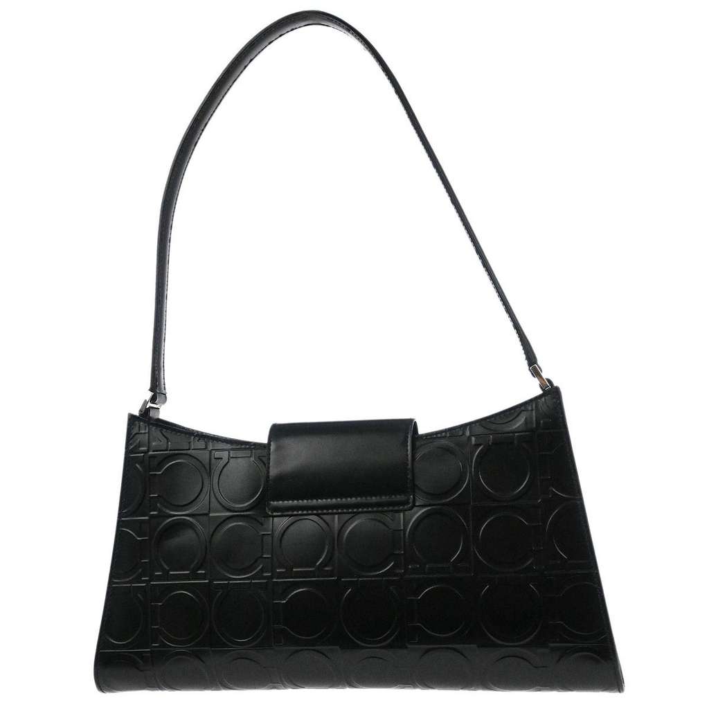 Salvatore Ferragamo Gancini handbag Black Leather Good condition - Back View