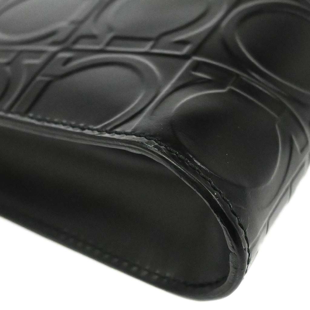 Salvatore Ferragamo Gancini handbag Black Leather Good condition - Box View