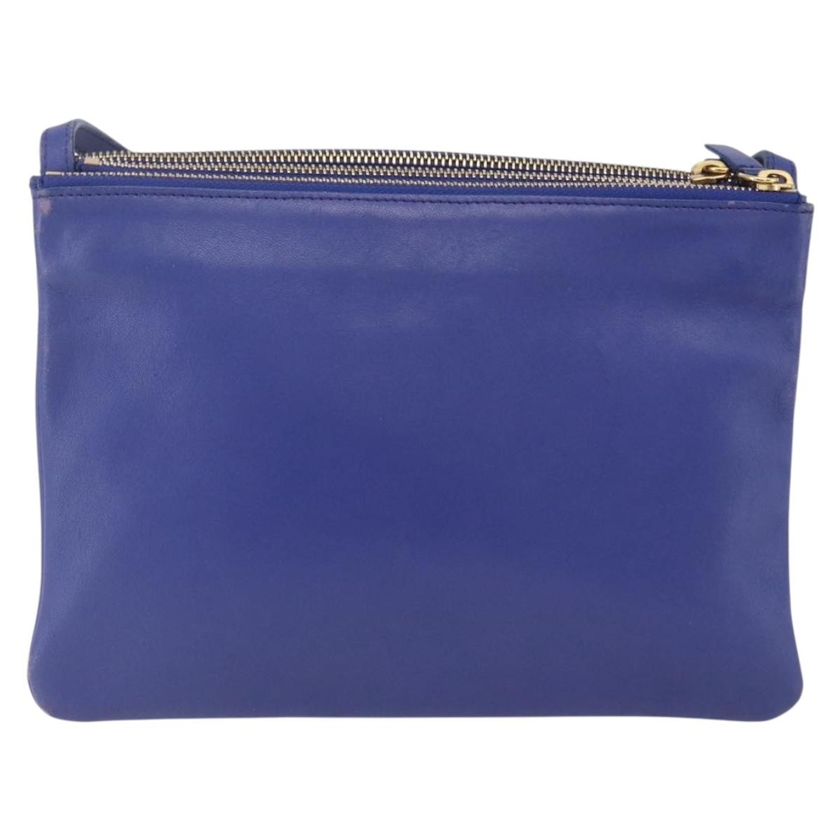 Celine Trio Crossbody Bag Blue Leather Good condition - Back View