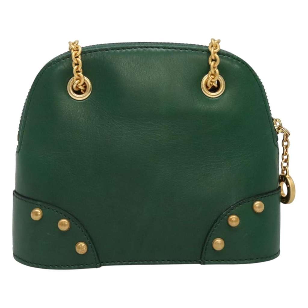 Celine Chain Shoulder Bag Green Leather Good condition - Back View