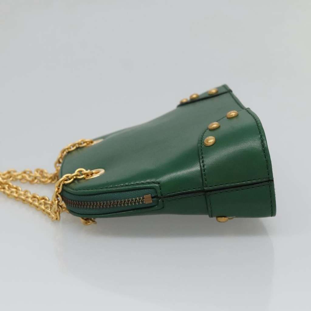 Celine Chain Shoulder Bag Green Leather Good condition - Model View