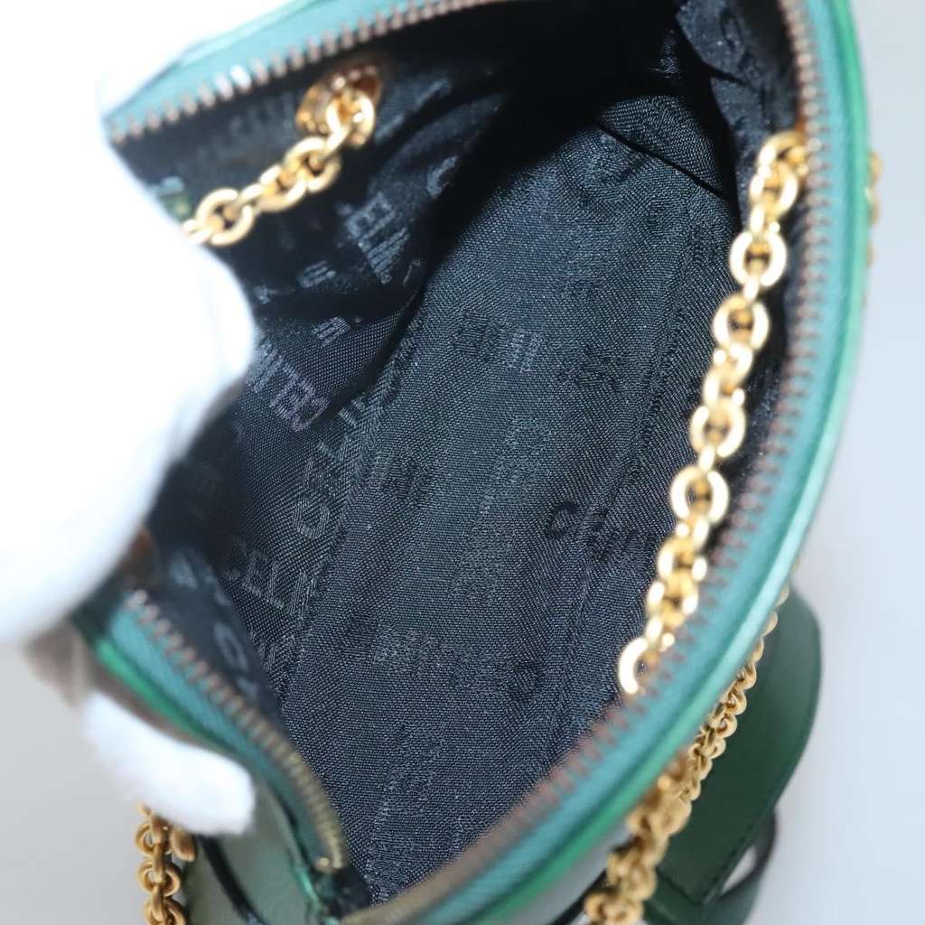 Celine Chain Shoulder Bag Green Leather Good condition - Box View