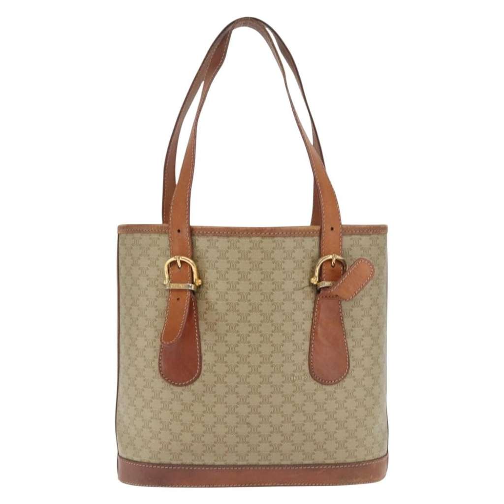 Celine Vintage Macadam Tote bag Beige Canvas Fair condition - Back View