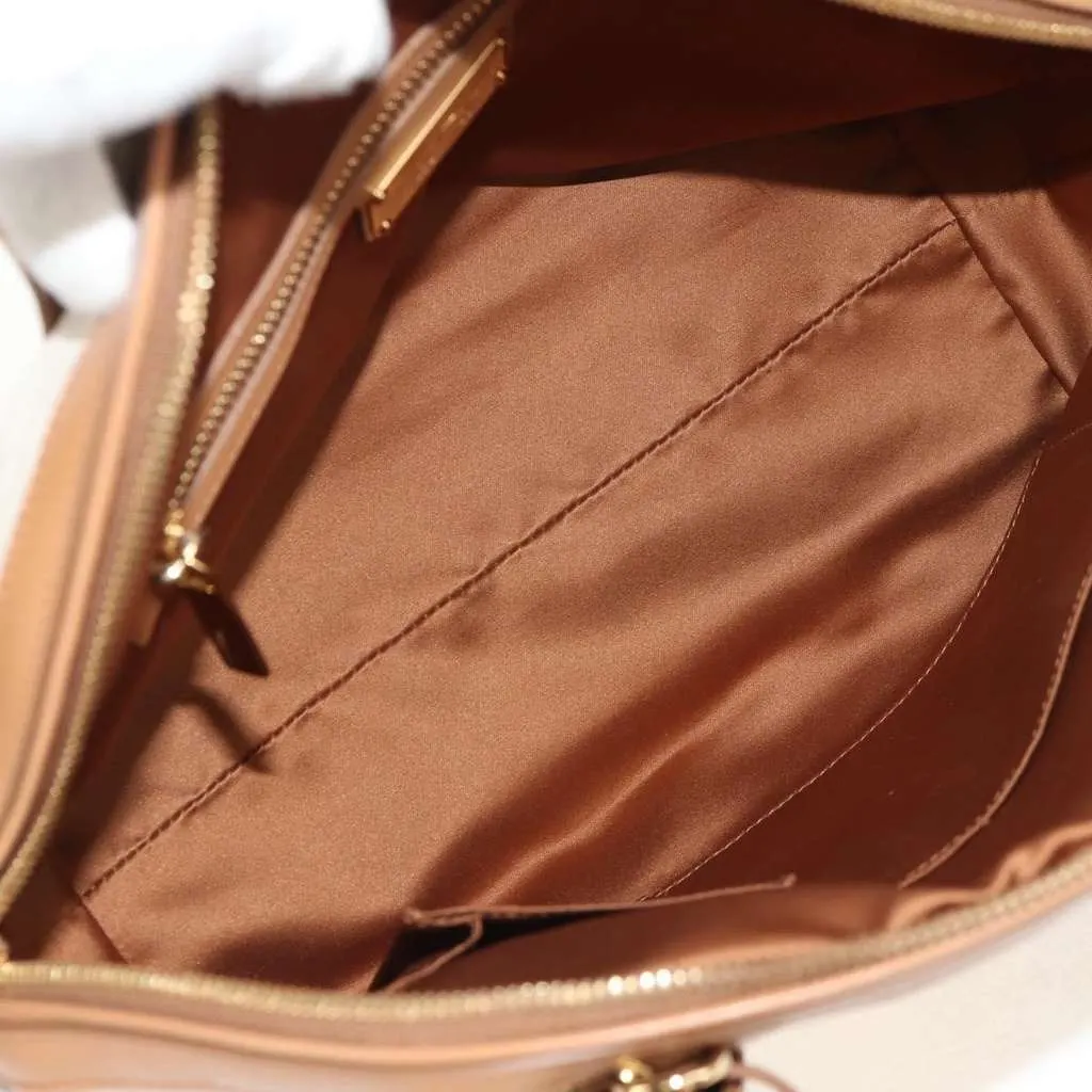 Salvatore Ferragamo Vintage Fiamma Satchel Beige Canvas Good - Box View