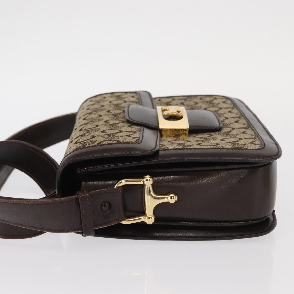 Celine Vintage Horse Carriage C Macadam Shoulder Bag Beige Canvas Good condition - Model View