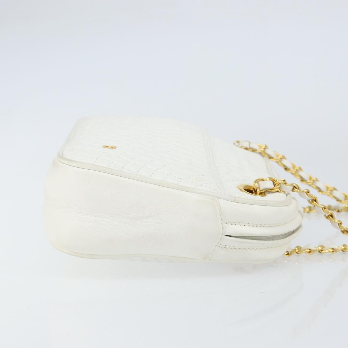 Bally Vintage Chain Shoulder Bag White Leather Good condition - Inside View