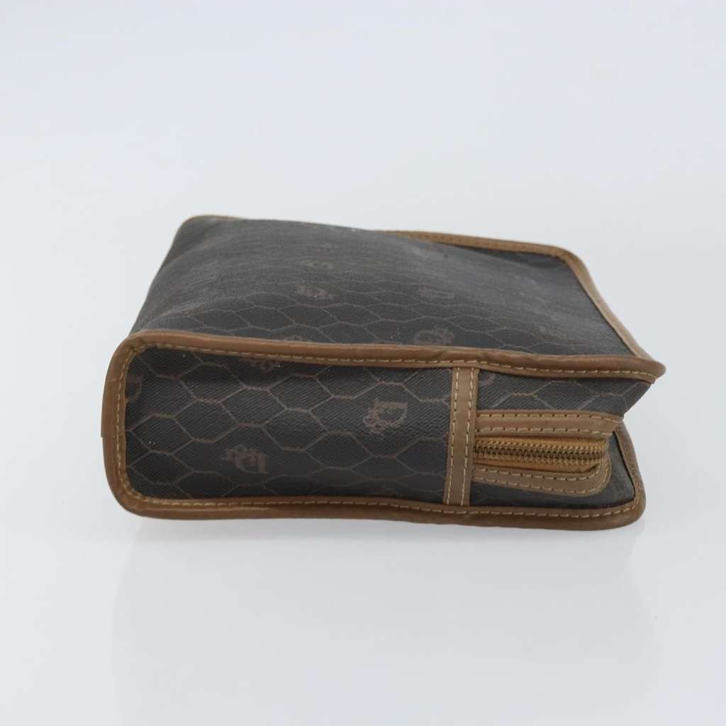 Christian Dior Vintage Honeycomb Zip Pouch Black Canvas Good condition - Inside View