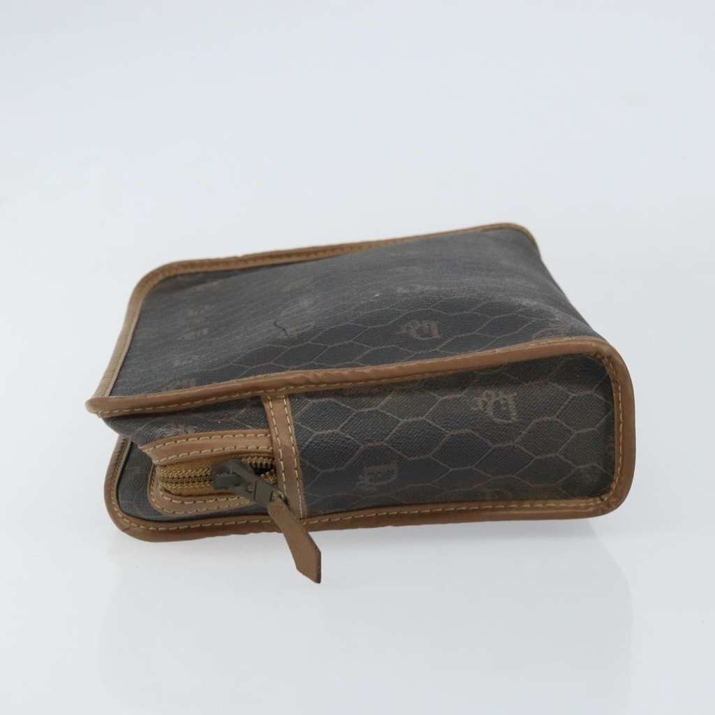 Christian Dior Vintage Honeycomb Zip Pouch Black Canvas Good condition - Model View