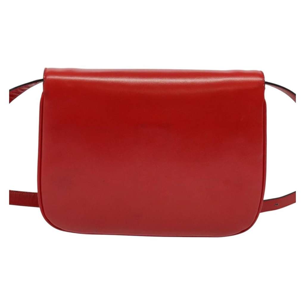 Celine Vintage Triomphe Shoulder Bag Red Leather Good condition - Back View