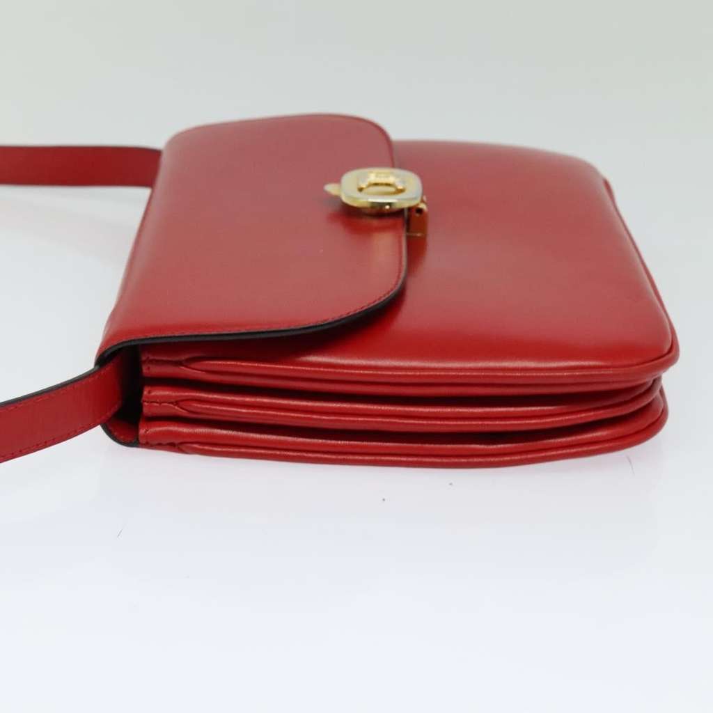 Celine Vintage Triomphe Shoulder Bag Red Leather Good condition - Inside View
