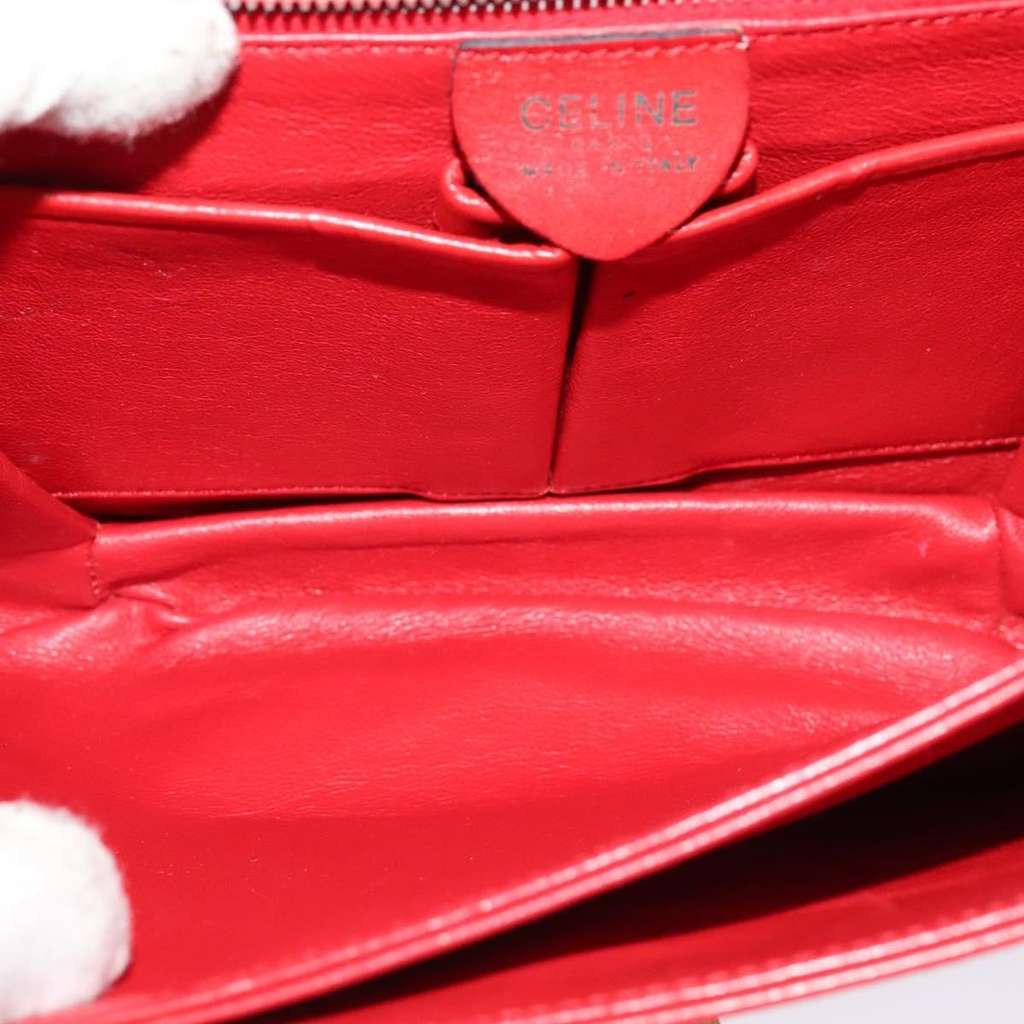 Celine Vintage Triomphe Shoulder Bag Red Leather Good condition - Box View