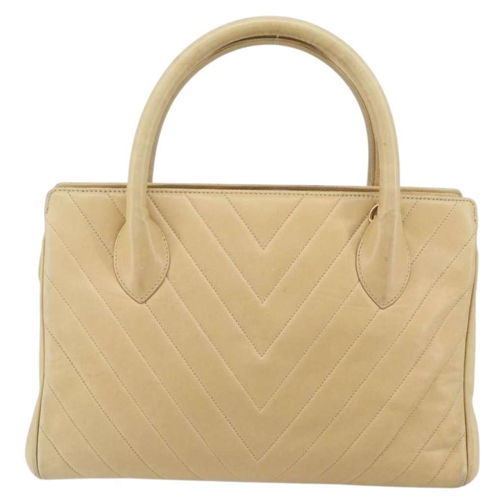 Chanel Vintage Convertible Tote Beige Leather Fair condition - Back View