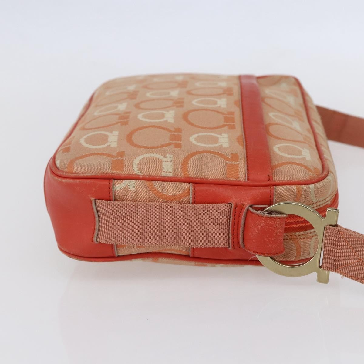 Salvatore Ferragamo Gancini Shoulder Bag Orange Canvas Good condition - Model View