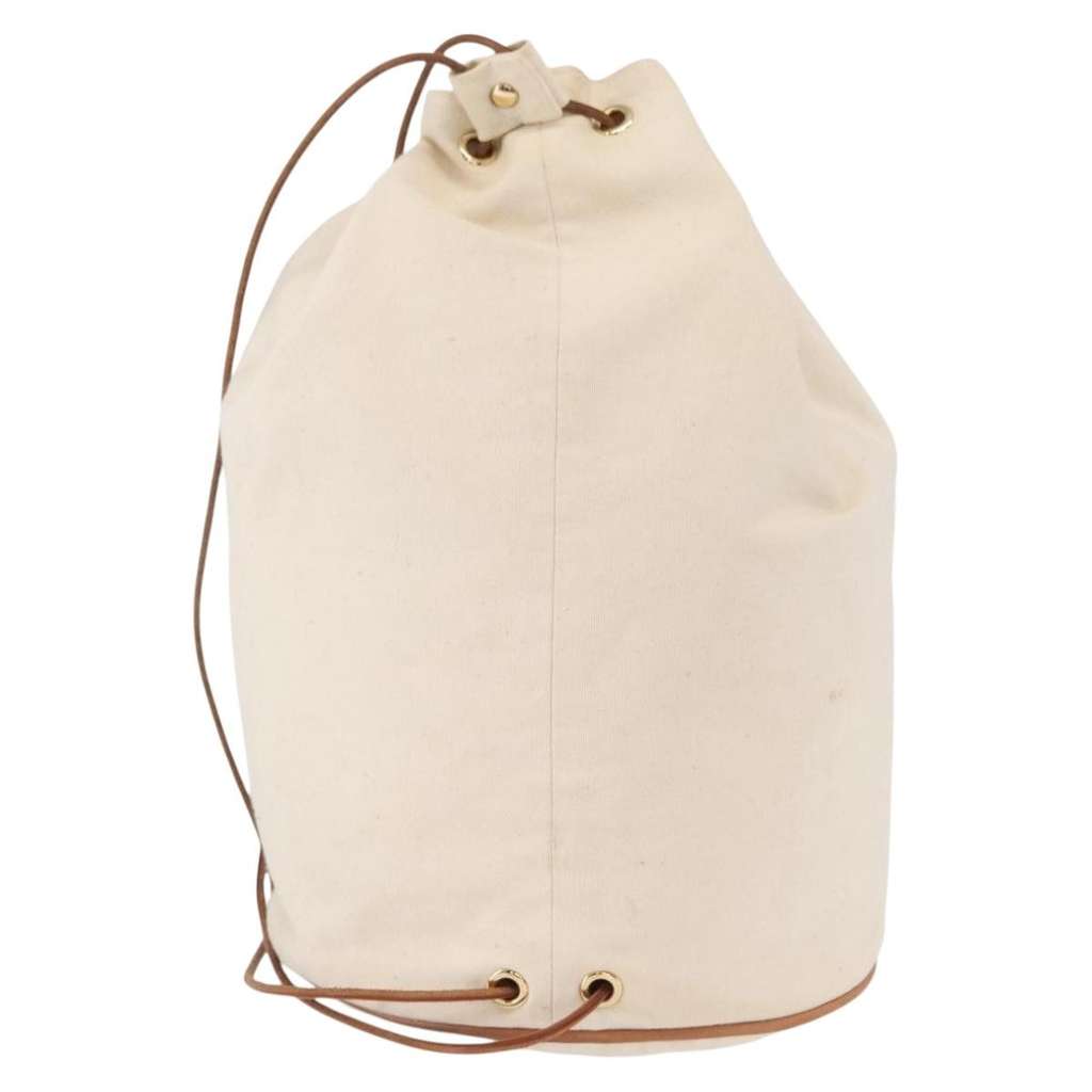 Hermès Polochon Mimile Drawstring Backpal White Canvas Fair condition - Back View