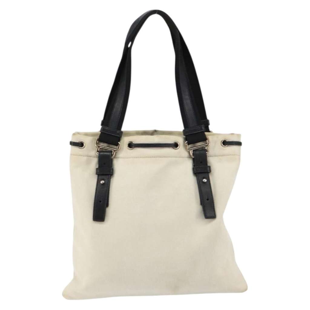 Saint Laurent Kahala Drawstring Tote Beige Canvas Good condition - Back View