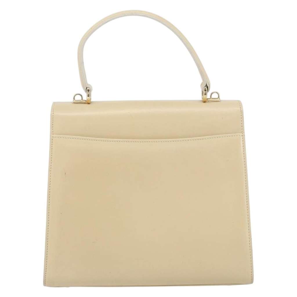 Gucci Vintage Lady Lock Top Handle Bag Beige Leather Good condition - Back View