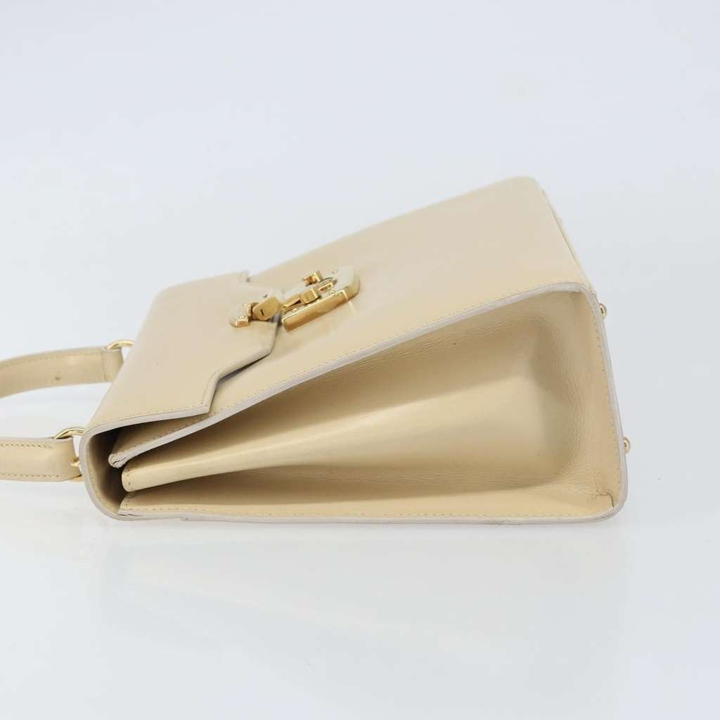 Gucci Vintage Lady Lock Top Handle Bag Beige Leather Good condition - Inside View