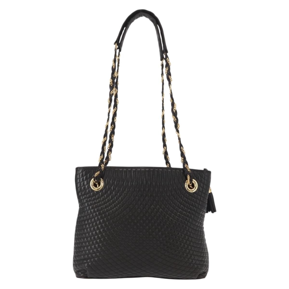 Bally Vintage Chain Shoulder Bag Black Leather Good condition - Back View