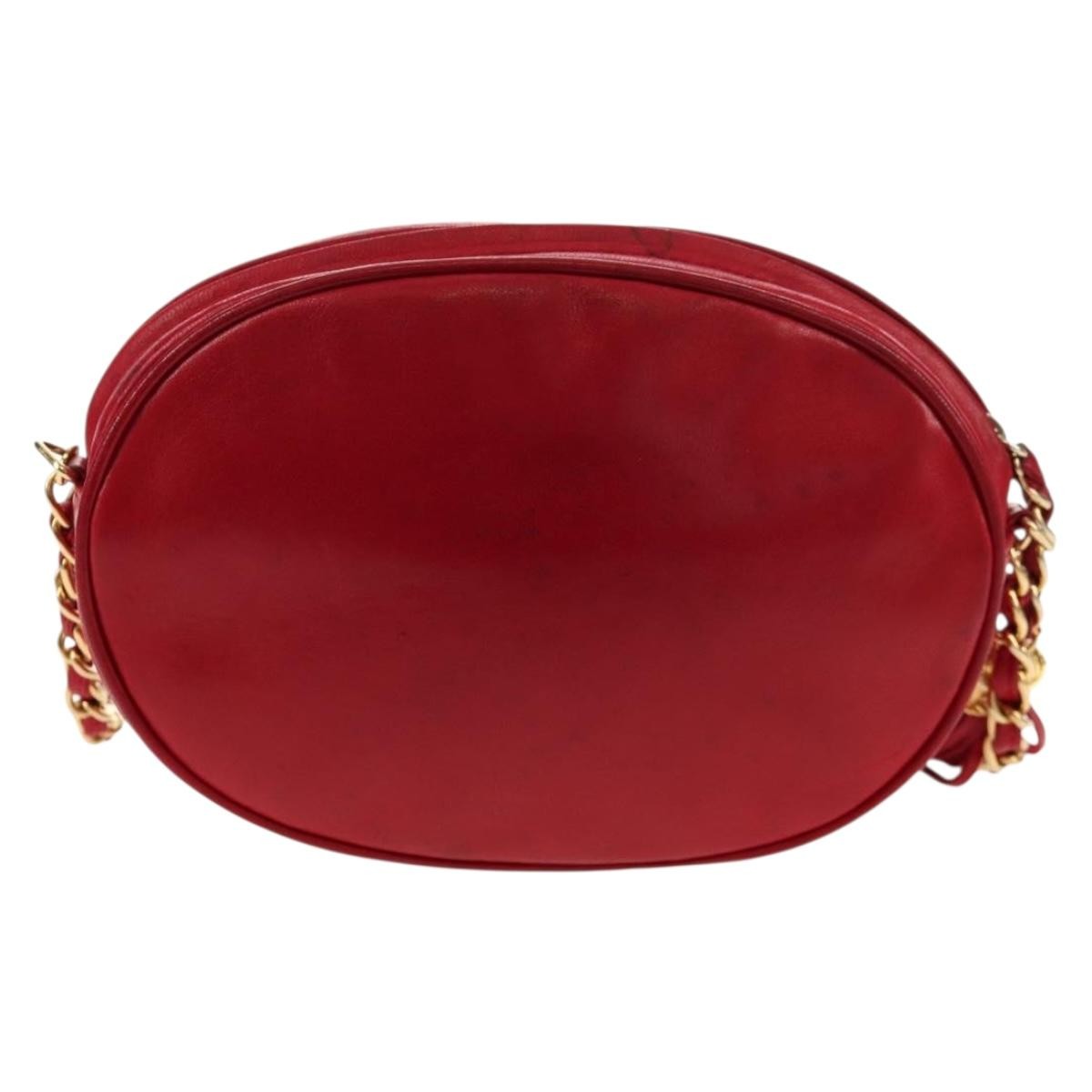 Chanel Vintage Oval CC Tassel Crossbody Bag Red Leather Good condition - Back View