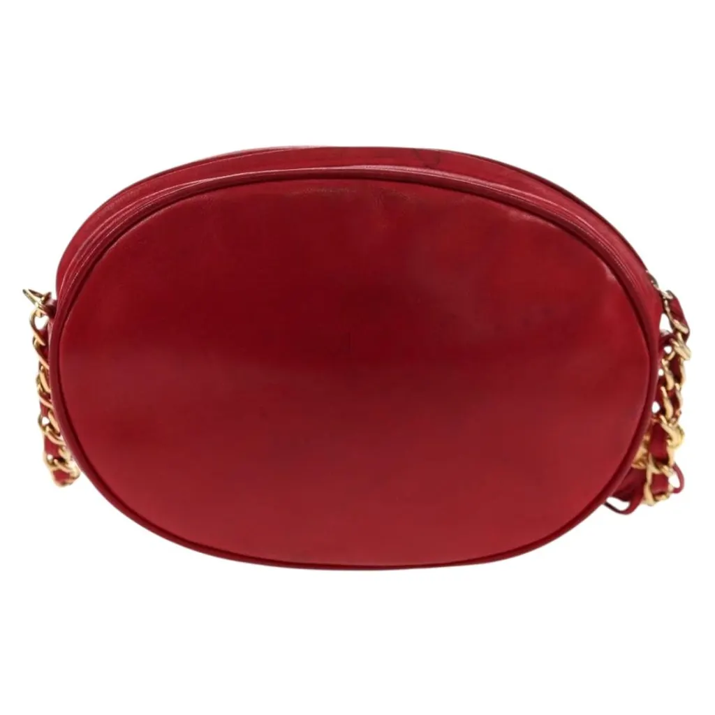 Chanel Vintage Oval CC Tassel Crossbody Bag Red Leather Good - Back View
