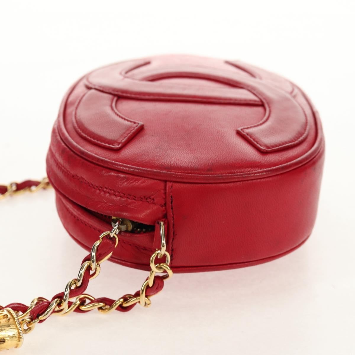 Chanel Vintage Oval CC Tassel Crossbody Bag Red Leather Good condition - Inside View
