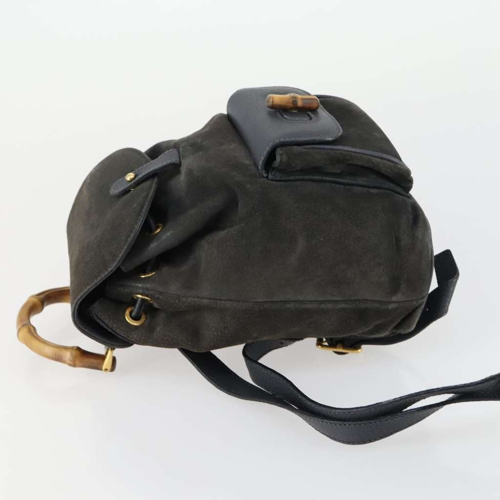 Gucci Vintage Bamboo Backpack Navy Suede Good condition - Model View