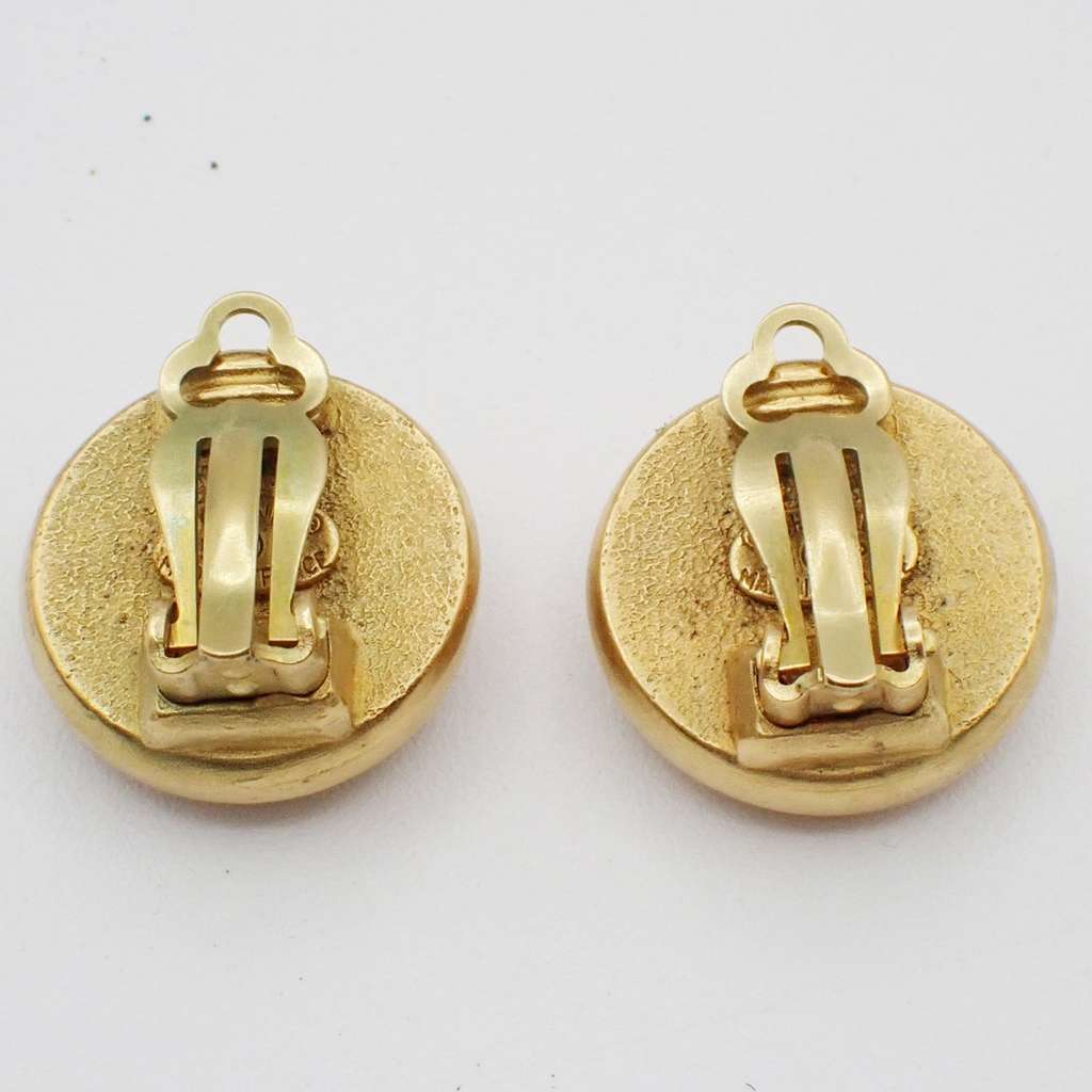 Chanel Vintage Round Clip-On Earrings Gold Good condition - Back View