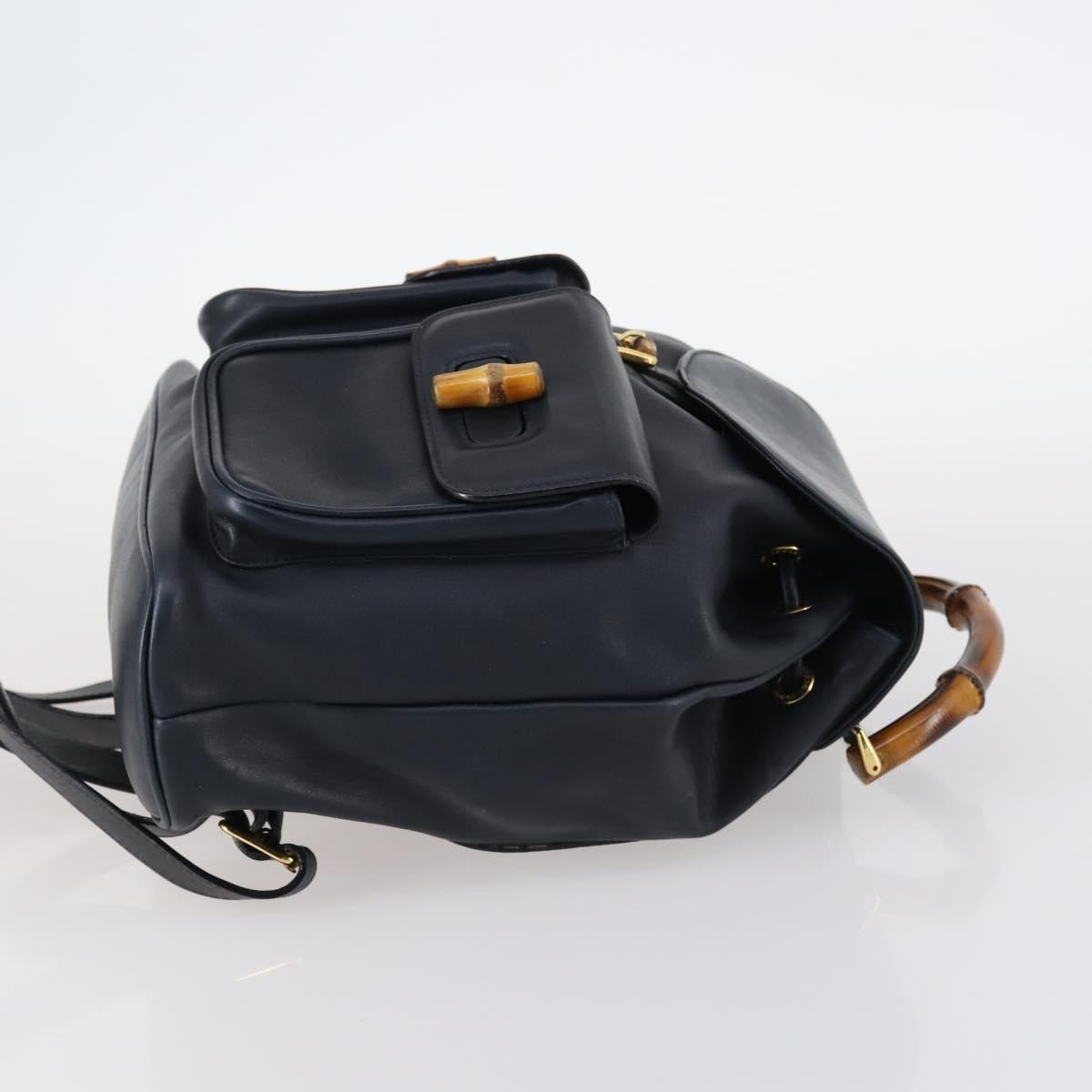 Gucci Vintage Bamboo Backpack Navy Leather Good condition - Inside View