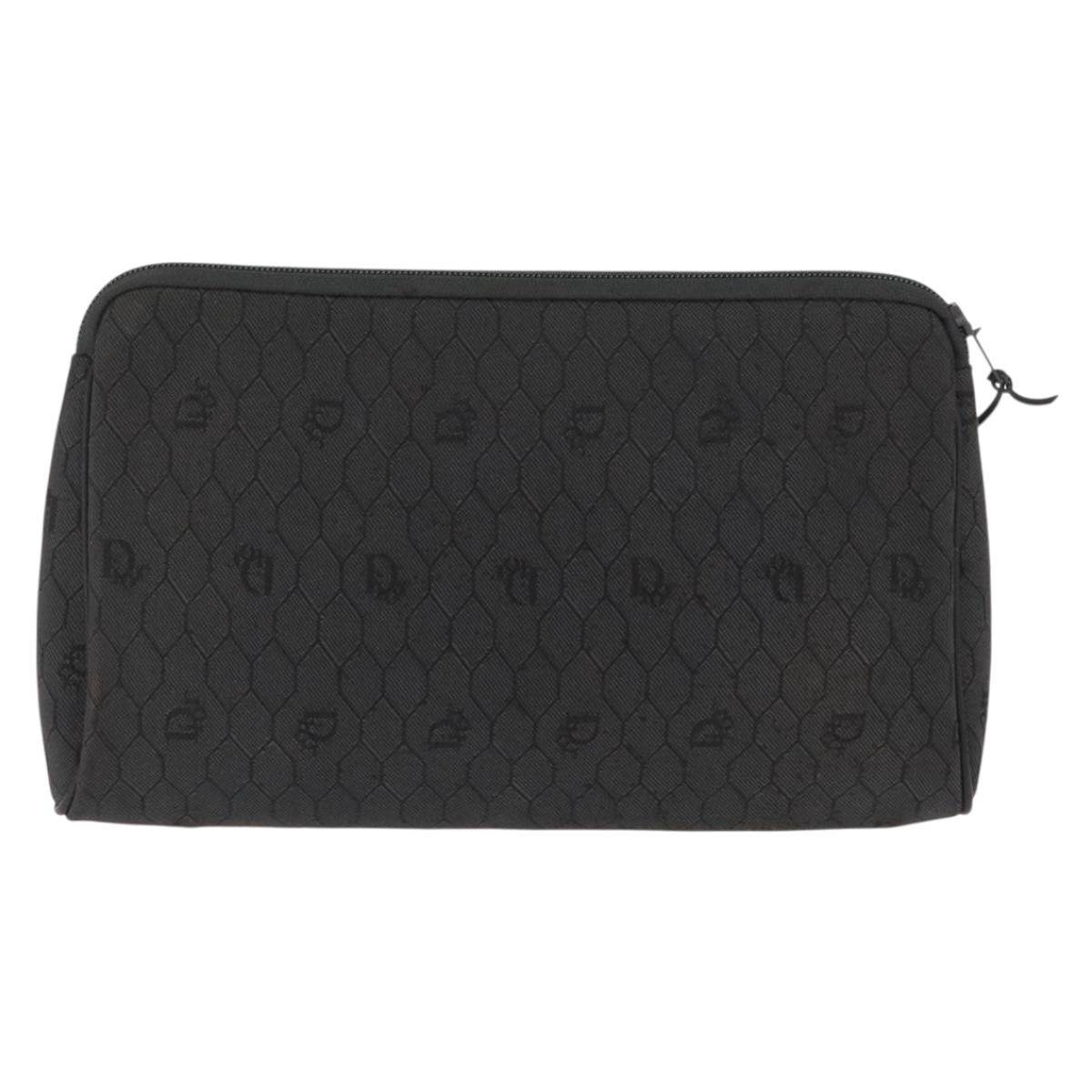 Christian Dior Vintage honeycomb clutch Black Canvas Good condition - Back View