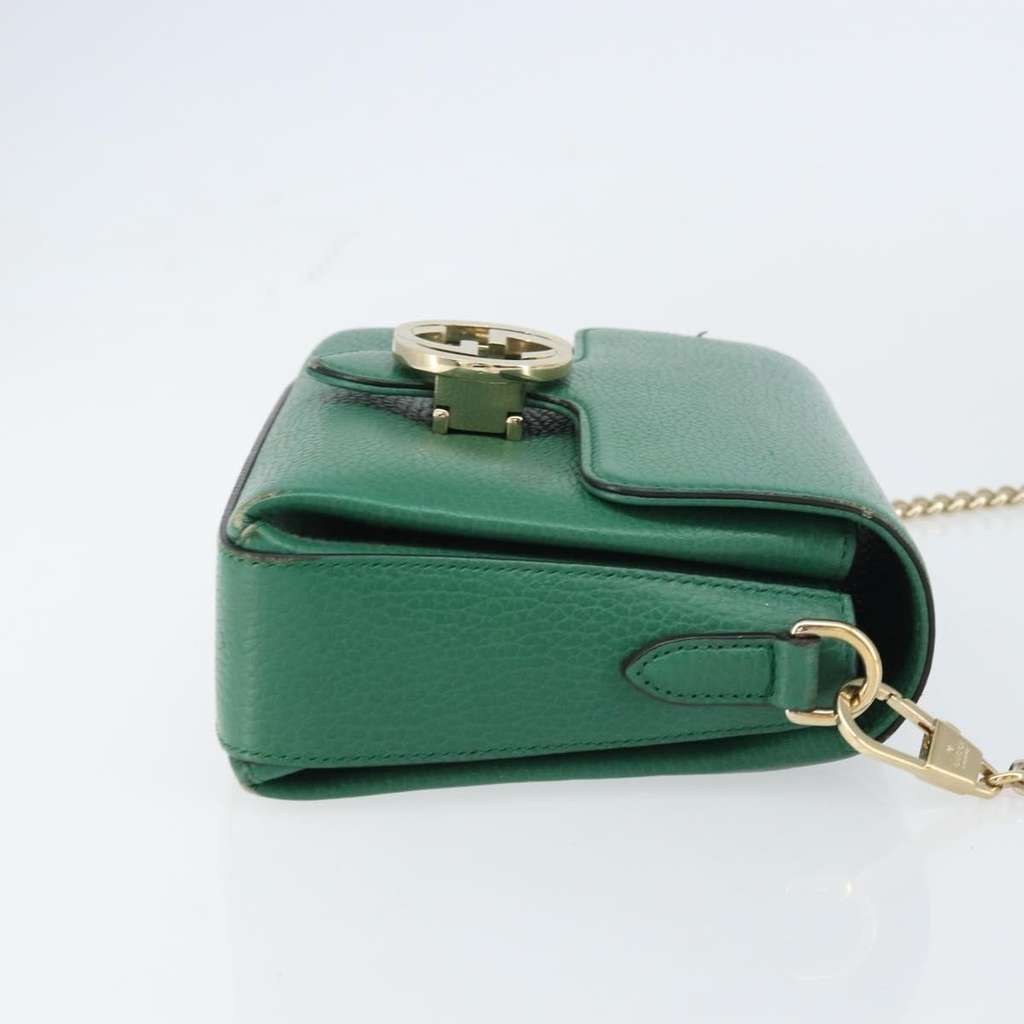Gucci Interlocking Chain Crossbody Bag Green Leather Good condition - Inside View