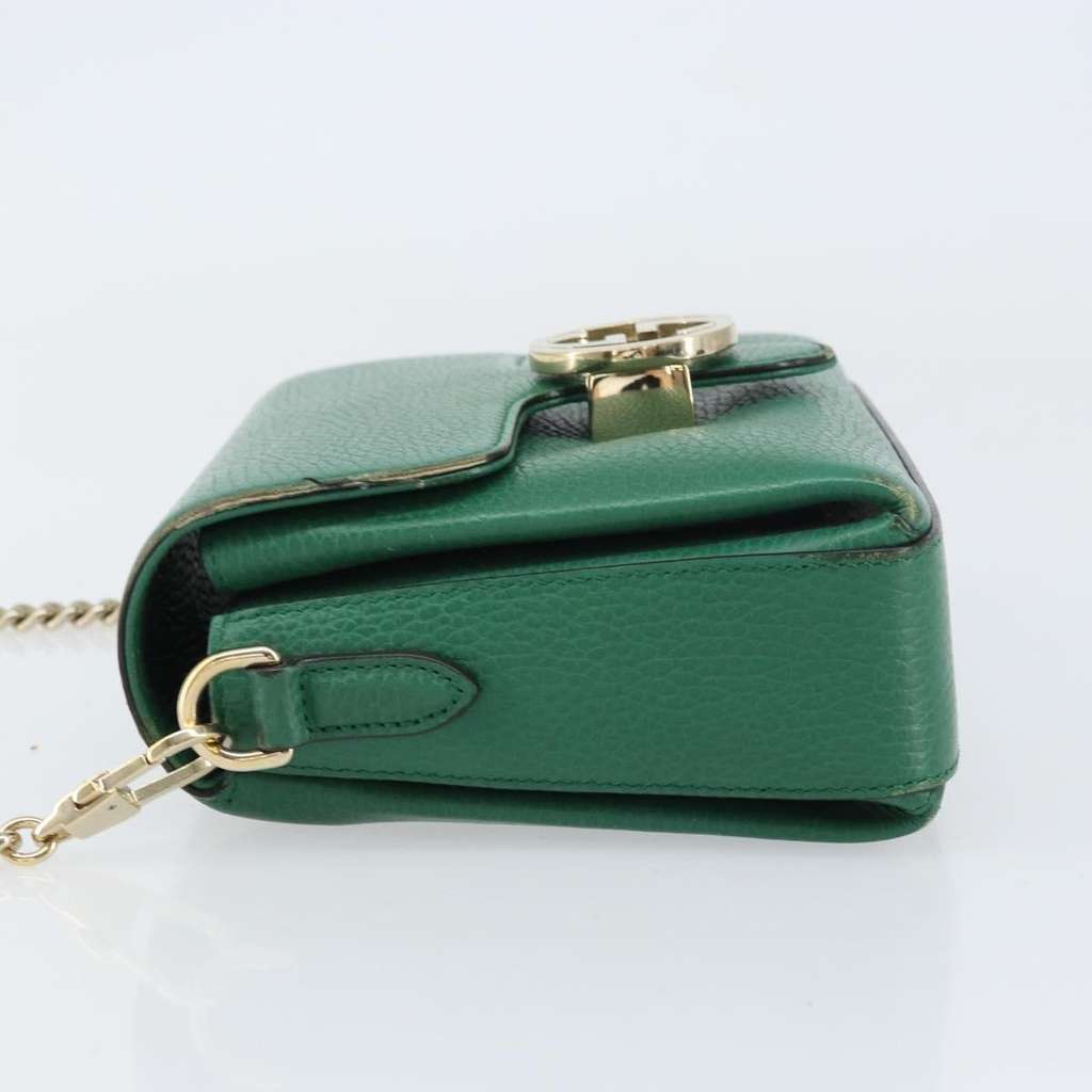 Gucci Interlocking Chain Crossbody Bag Green Leather Good condition - Model View