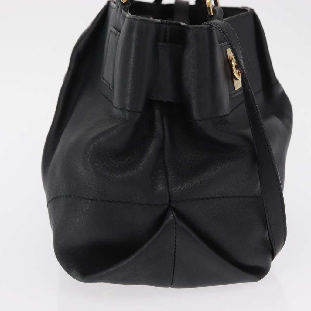 Salvatore Ferragamo W Chain Tote Black Leather Good condition - Model View