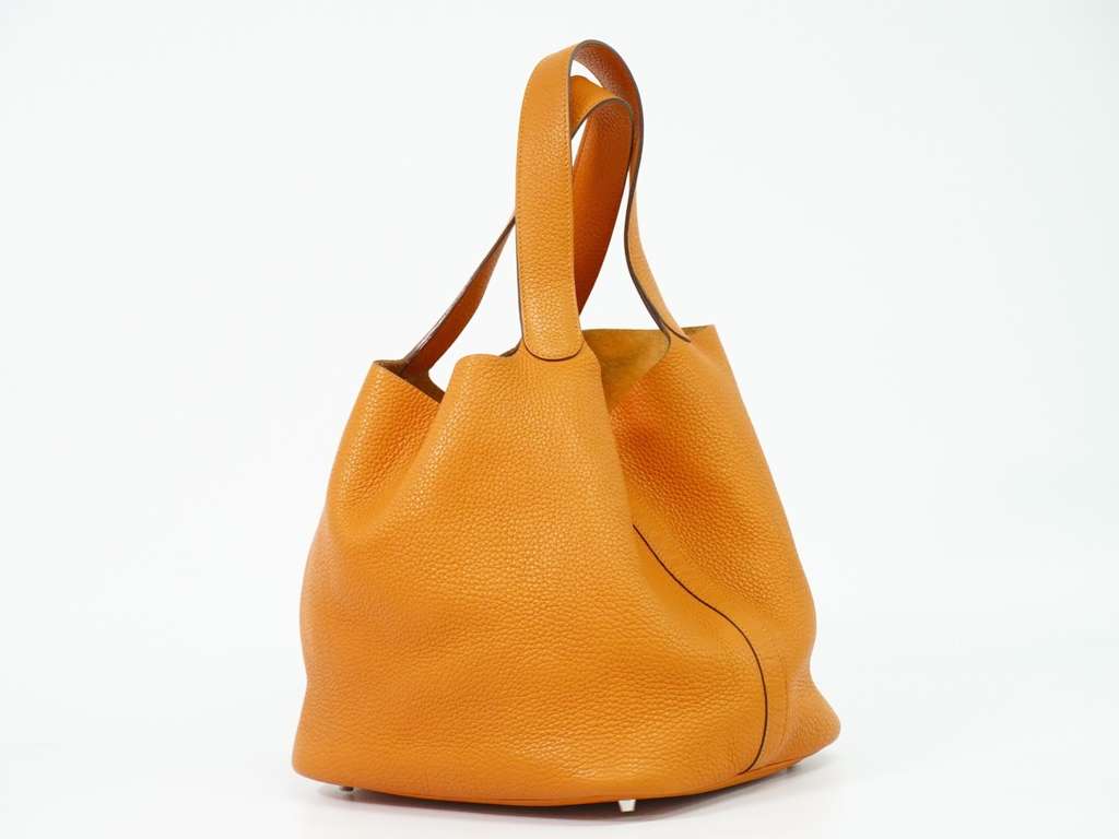 Hermès Picotin Lock Bag Orange Leather Good condition - Back View