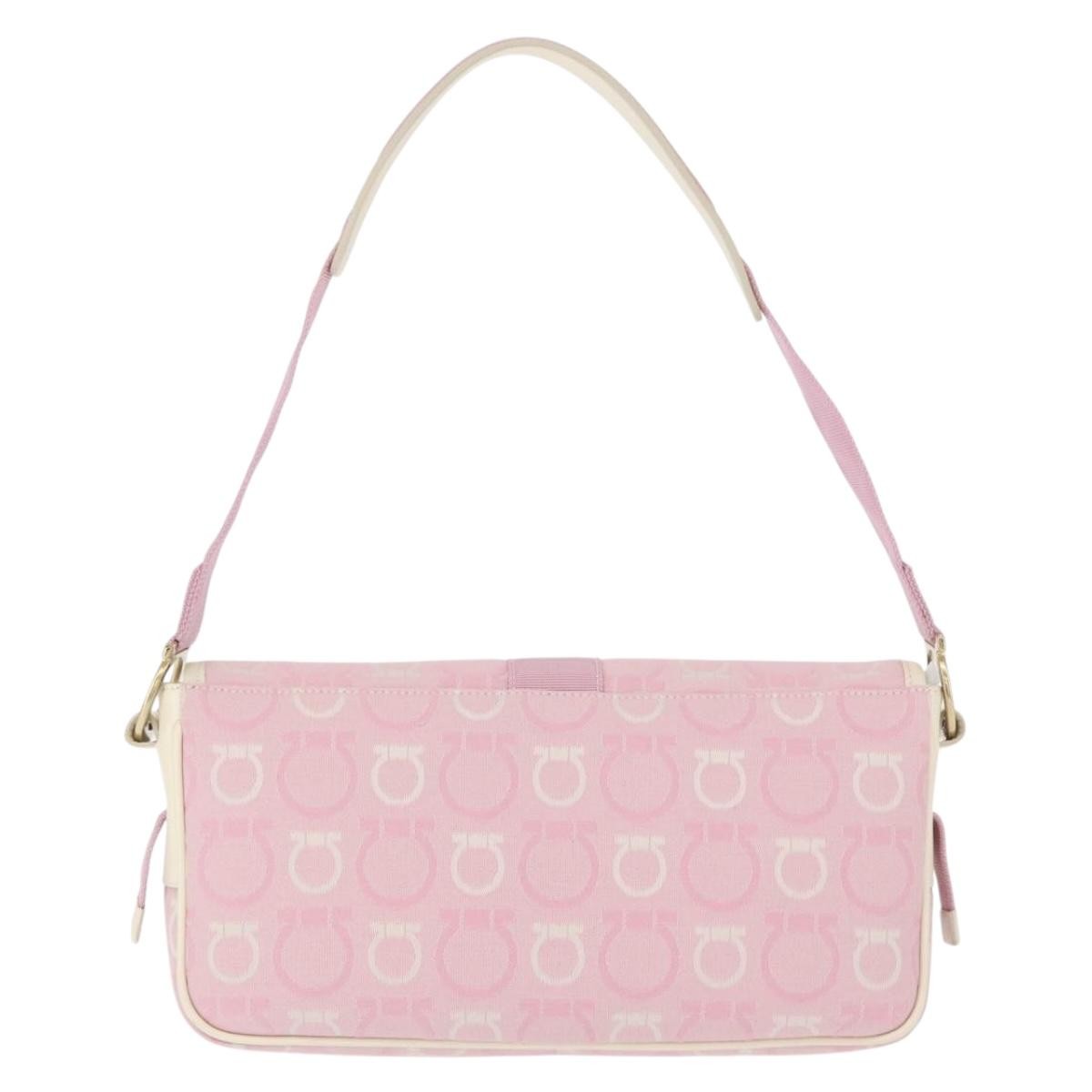 Salvatore Ferragamo Gancini Shoulder Bag Pink Canvas Good condition - Back View