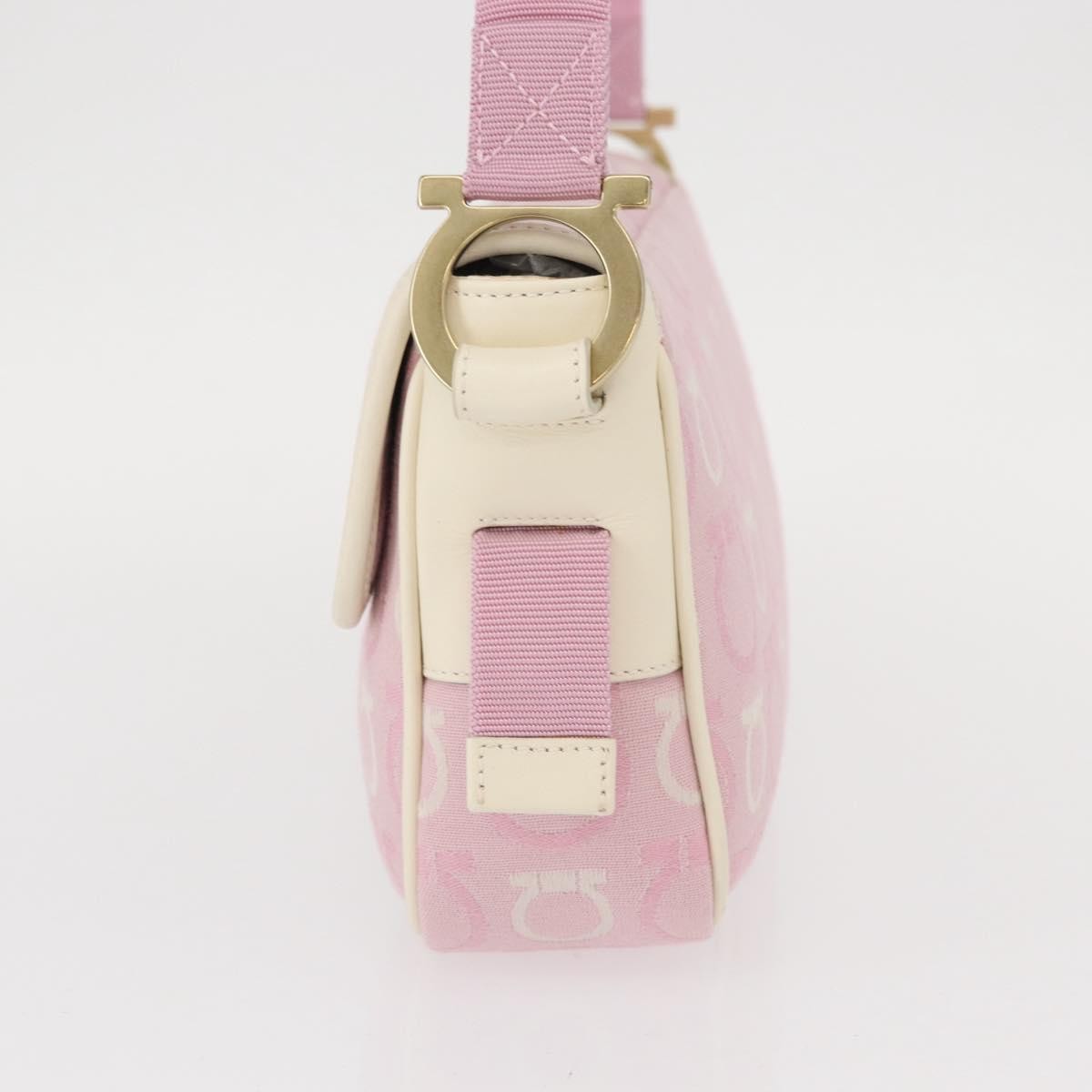 Salvatore Ferragamo Gancini Shoulder Bag Pink Canvas Good condition - Inside View