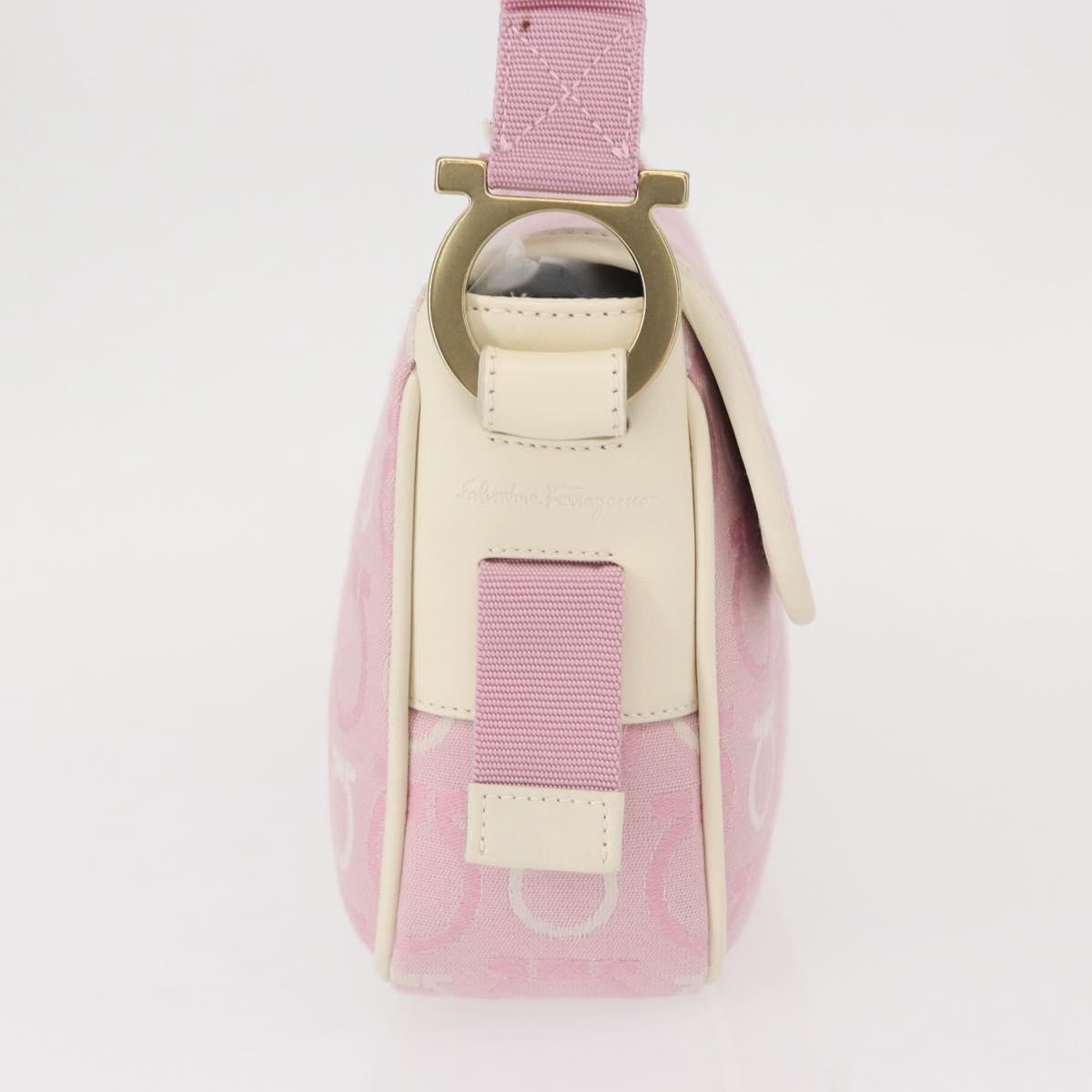 Salvatore Ferragamo Gancini Shoulder Bag Pink Canvas Good condition - Model View