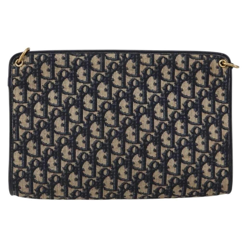 Christian Dior Vintage Trotter Shoulder Bag Navy Canvas Good condition - Back View