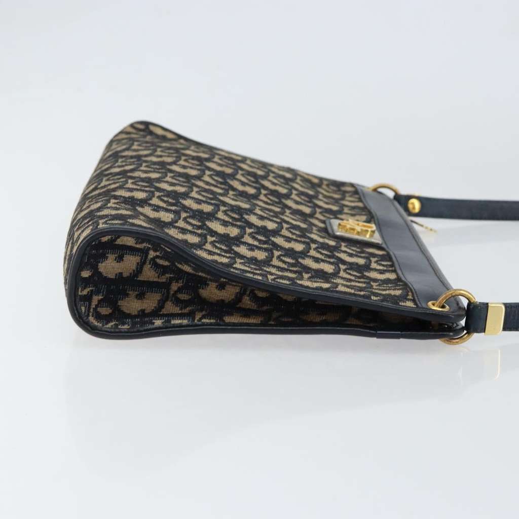 Christian Dior Vintage Trotter Shoulder Bag Navy Canvas Good condition - Inside View