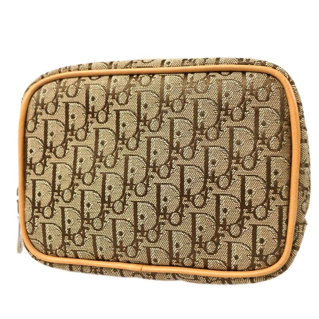 Christian Dior Vintage Trotter Pouch Beige Canvas Good condition - Back View