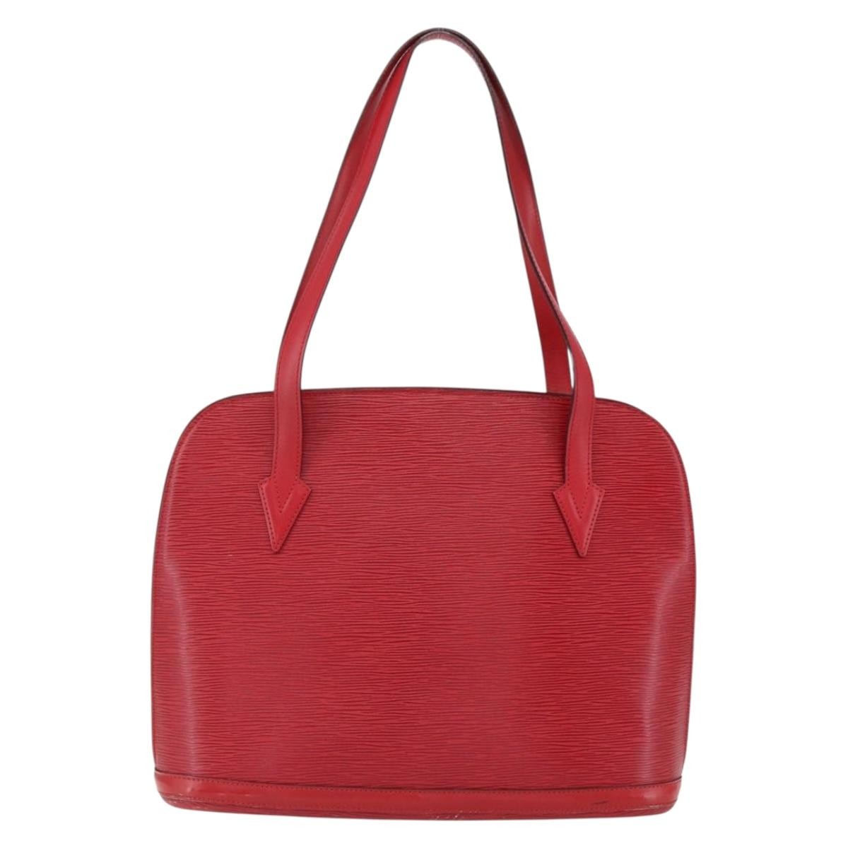 Louis Vuitton Lussac Handbag Red Leather Good condition - Back View