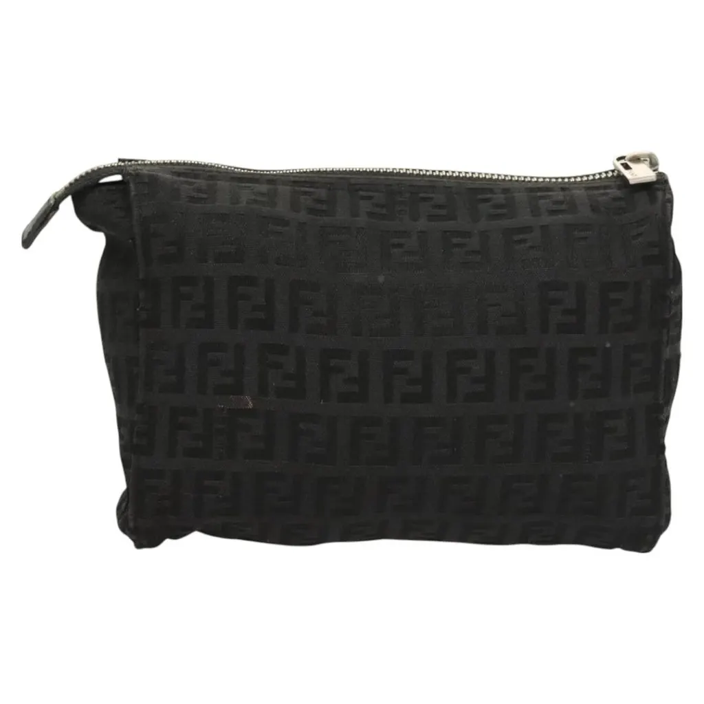 Fendi FF Logo Pouch Black Canvas Good - Back View
