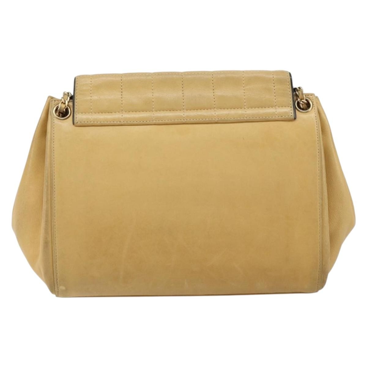 Chanel Chocolate Bar Accordion Reissue Flap Bag Beige Leather Fair condition - Back View